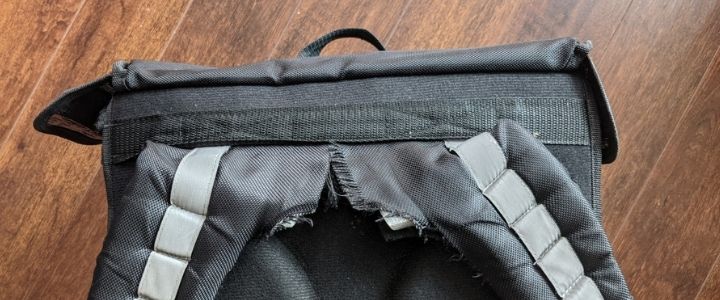 Rip in the covering of straps