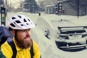 food delivery guy out in winter