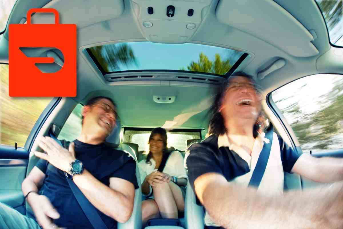 Three guys driving in a car