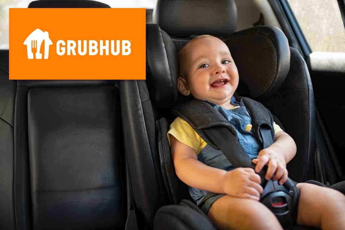 Baby in car seat in car.