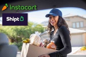 Women delivery groceries